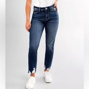 KanCan Women's Mom Fit high Rise Distressed Frayed Hem Ankle Jeans women’s 28